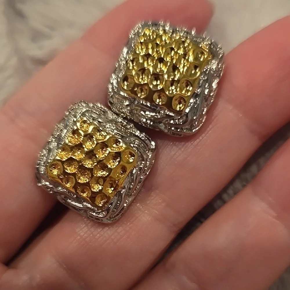Gold & Silver Color Stainless Steel Cuff Links Brand New In Box